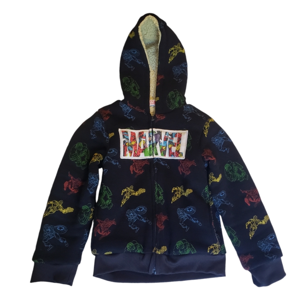 Marvel Superhero Hooded Fleece Jacket Size 7 Kids
